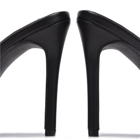 •CAPE ROBBIN• “Popo” Slip-On Square Open Toe High Heel Mules - Black // NIB - Picture 4 of 15